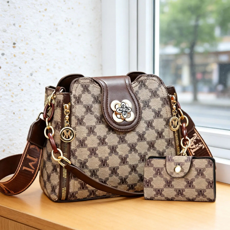 Vintage Women Fashion - vintage letter printed shoulder bag, fashionable