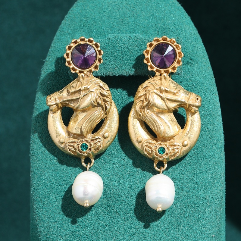 Vintage Fashion Jewelry Brands - Vintage Purple Crystal Horse Head Drop