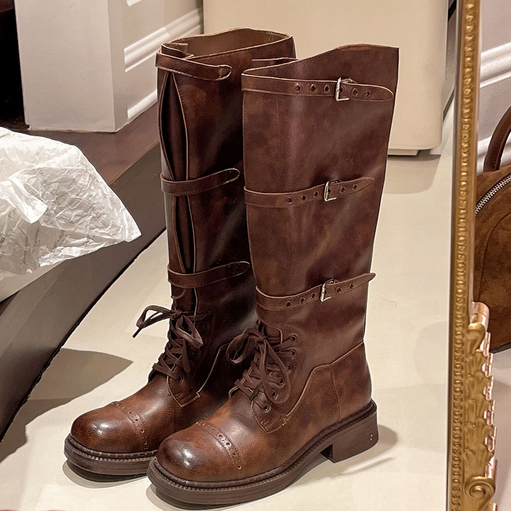 Vintage Fashion Style - Women's Knee High Boots Vintage Belt