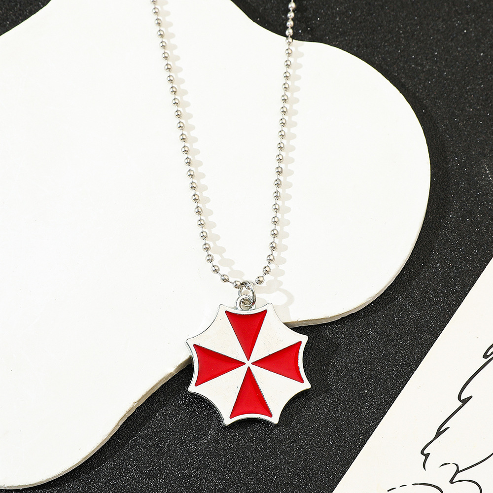 Vintage Fashion Words - Vintage Fashion Red Umbrella Pendant Necklace