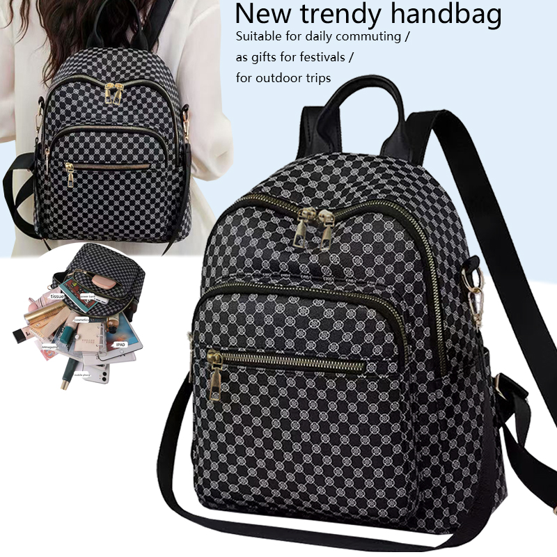 Vintage Fashion Boutique - Chic Vintage Geometric Pattern PU Backpack