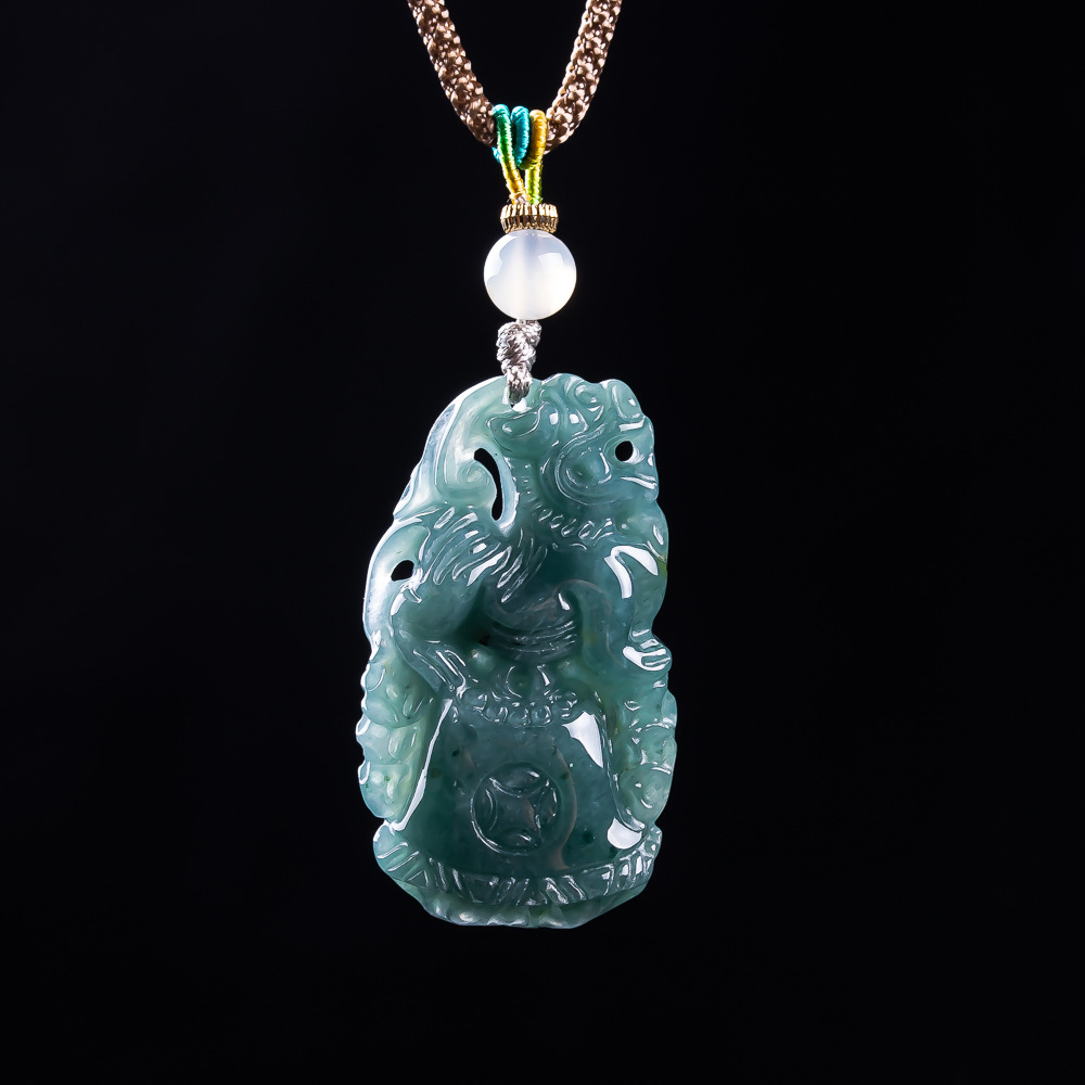 Vintage Women Fashion - Burmese Jadeite Pixiu Pendant Designer Gemstone