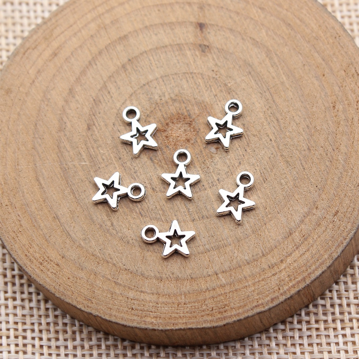 Vintage Fashion Words - 80pcs 8.5x6.2mm(0.33x0.24inch) Antique Silver Color Star