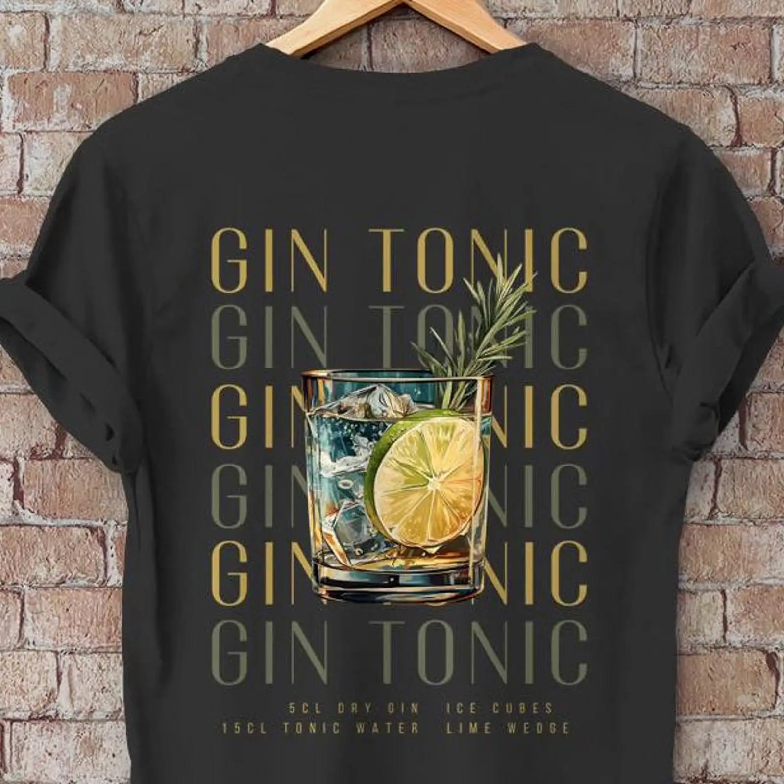 Vintage Fashion Illustration - Gin Tonic T Shirt Illustrated Cocktail