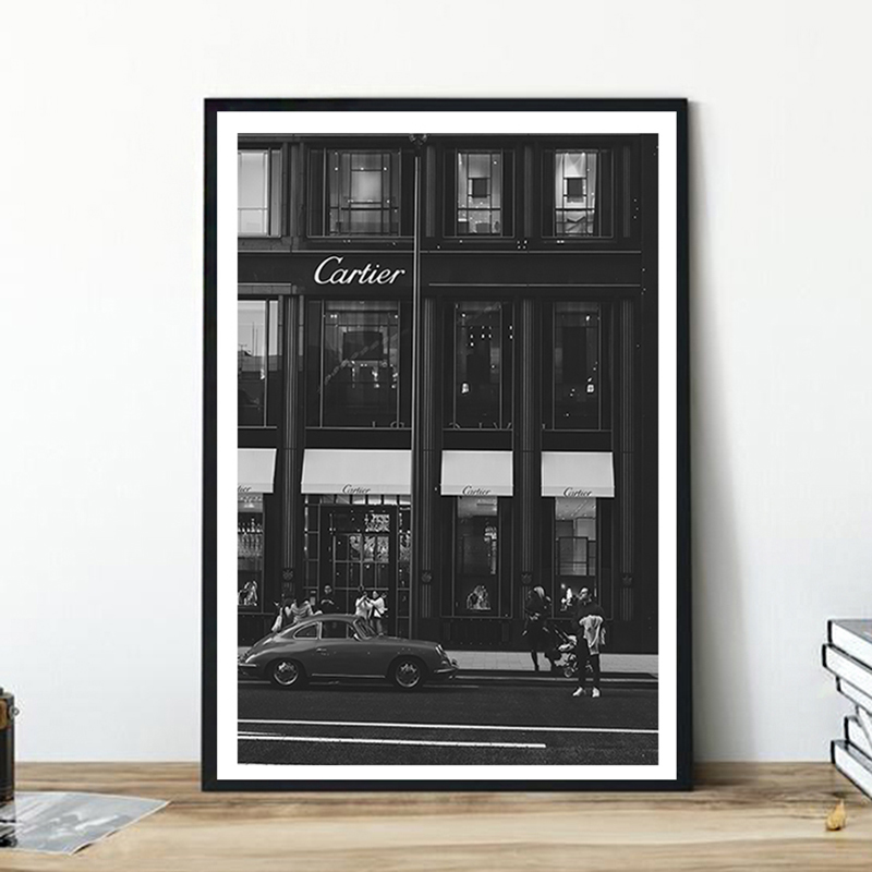 Vintage Fashion Illustration - European Street Canvas Painting Fashion Black