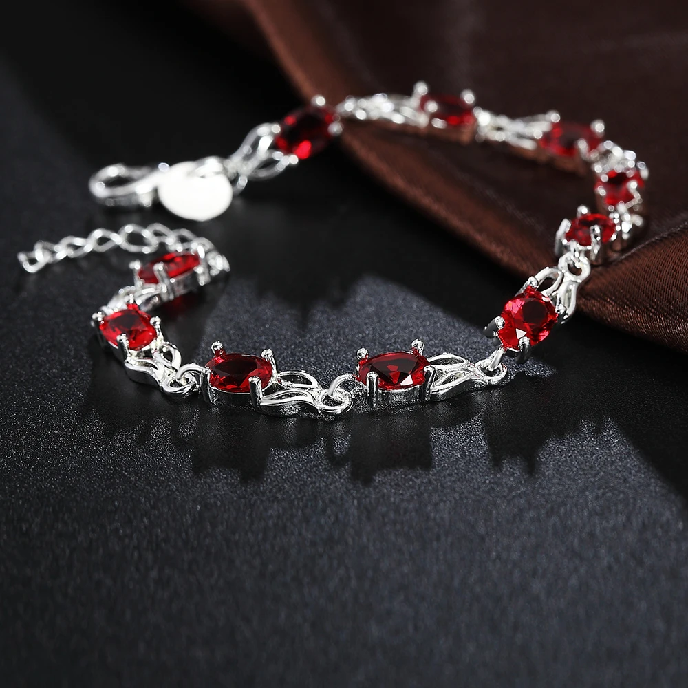 Vintage Fashion Jewelry Brands - Vintage Luxury Red Crystal Chain 925