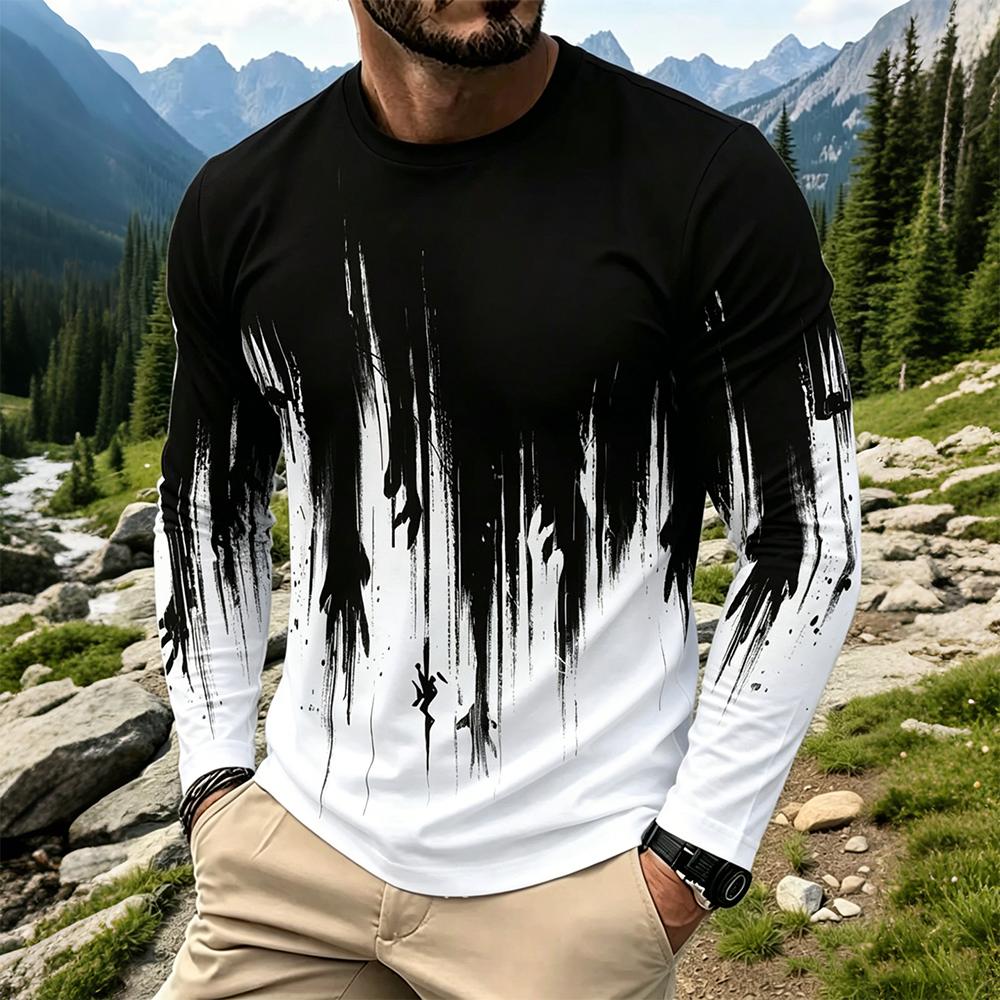 Usa Vintage Fashion - Men's Gradient Ink Splash Long Sleeve