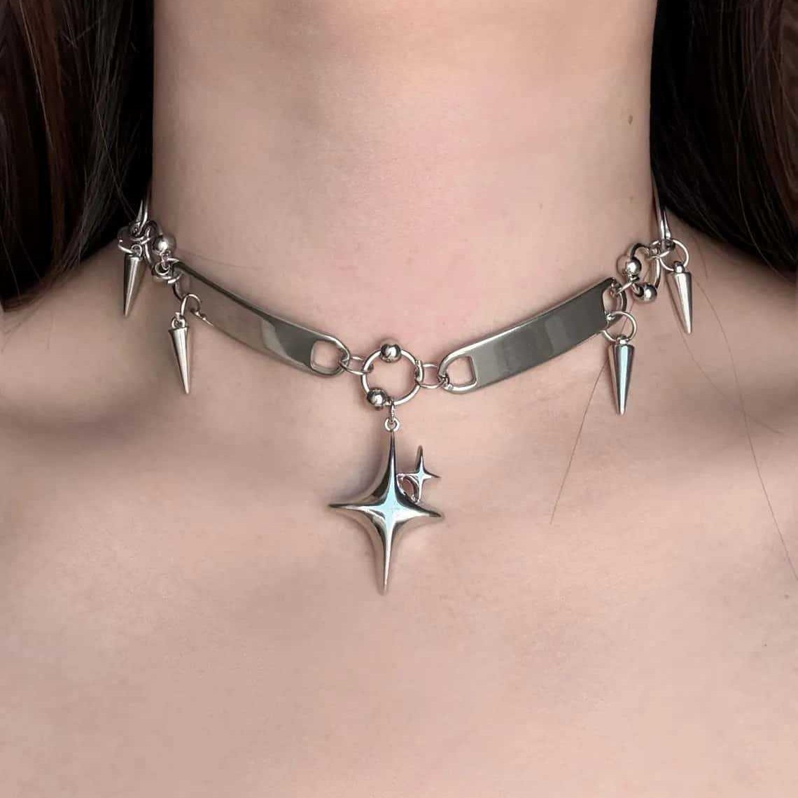 Punk Star Riveted Choker,Rock  - Vintage Fashion Necklace recension och pris