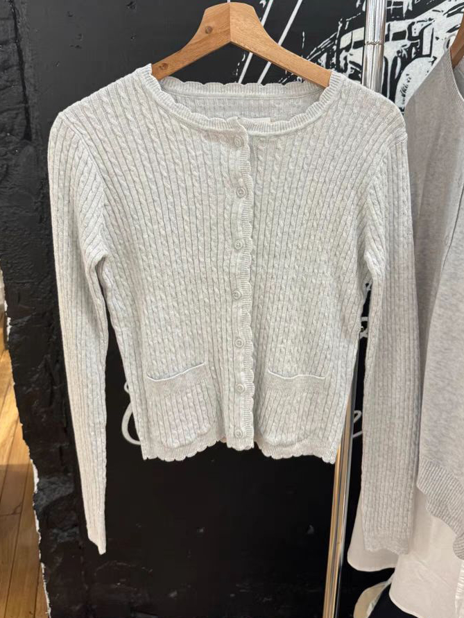 Pockets Twist Flower Knitted S - Crop Cardigan Vintage recension och pris