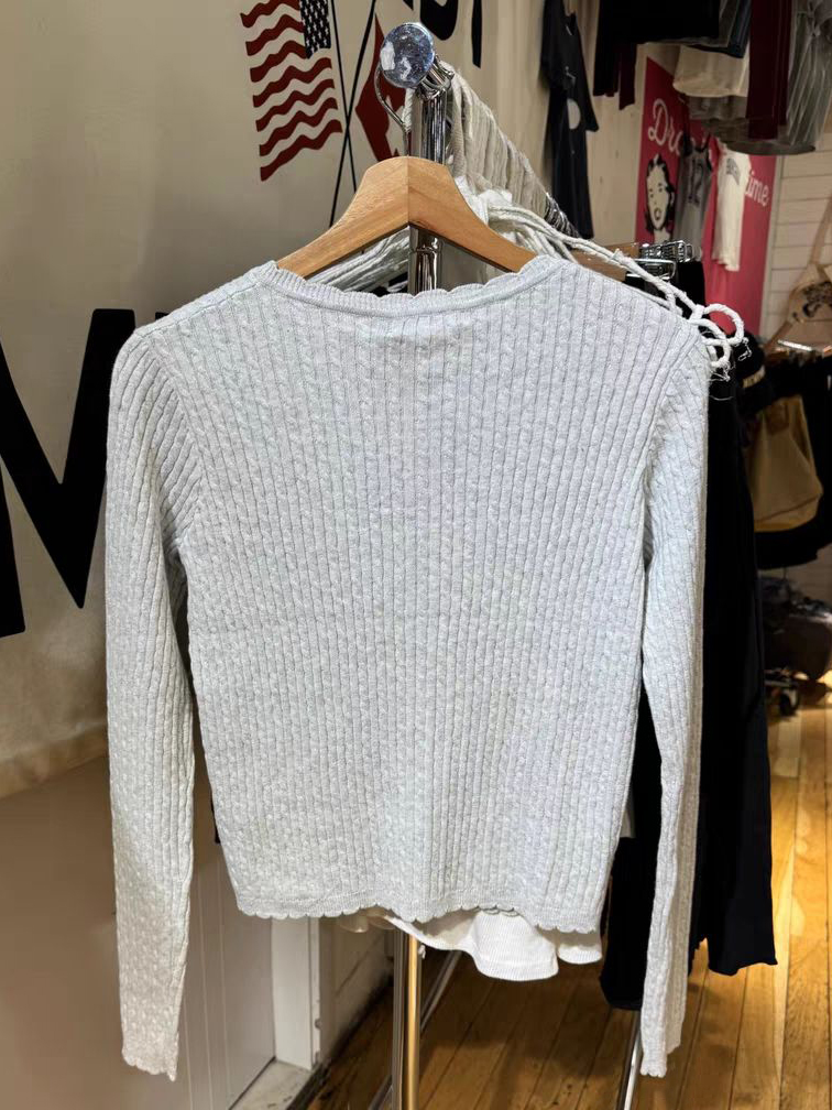 Pockets Twist Flower Knitted S - Crop Cardigan Vintage recension och pris