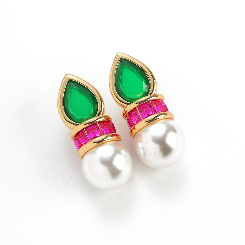 Vintage Green Glass Pink Zirco - Vintage Fashion Jewelry Brands recension och pris