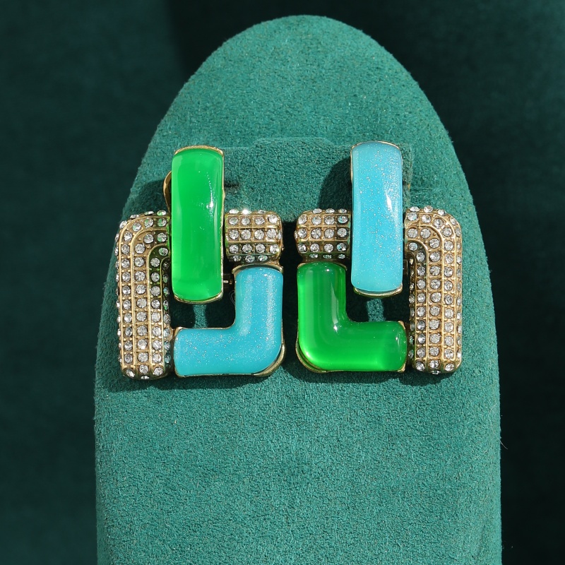 Vintage Blue Glass Green Geome - Vintage Fashion Jewelry Brands recension och pris