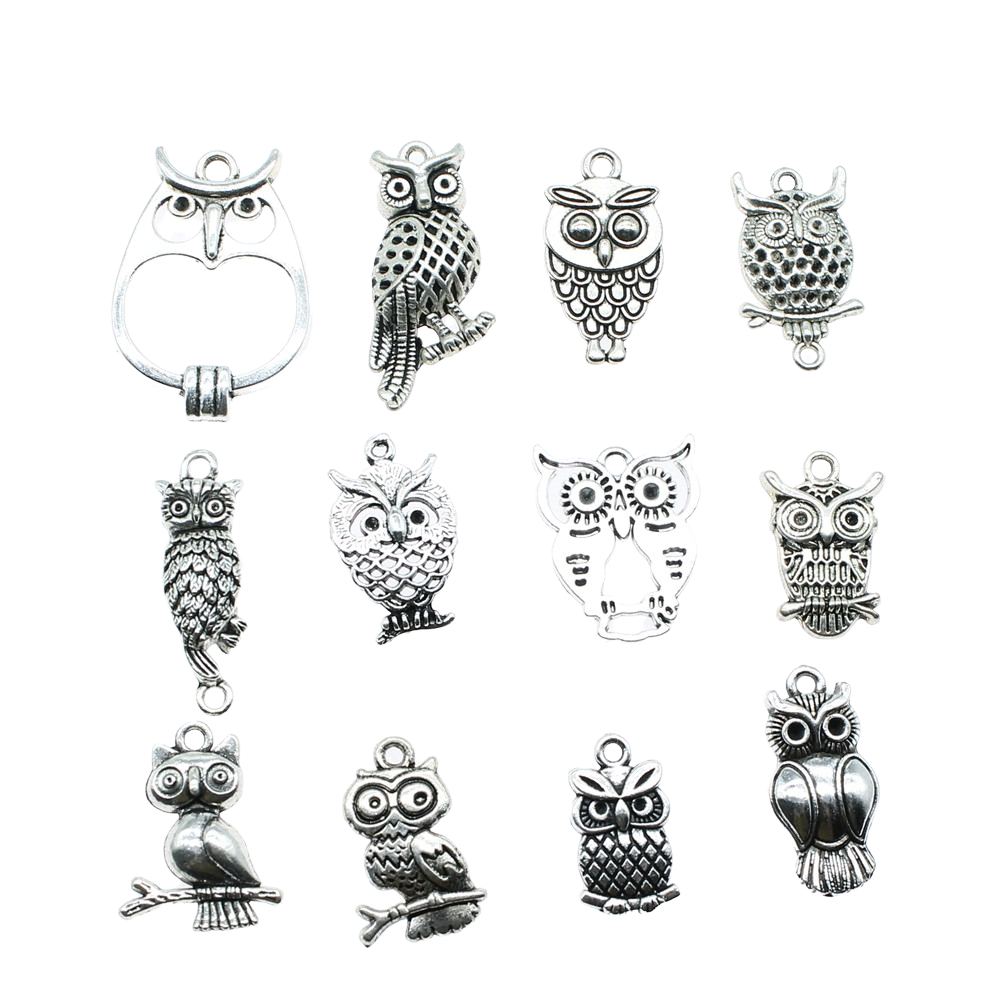 10pcs Charms Owl Antique Silve - Vintage Fashion Words recension och pris