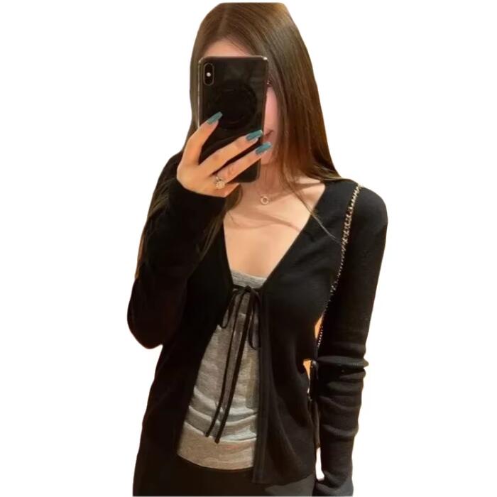Women's Knitting Thin Long Sle - Crop Cardigan Vintage recension och pris