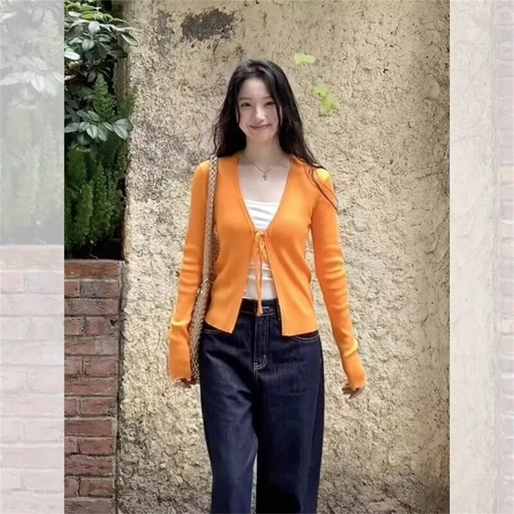 Women's Knitting Thin Long Sle - Crop Cardigan Vintage recension och pris