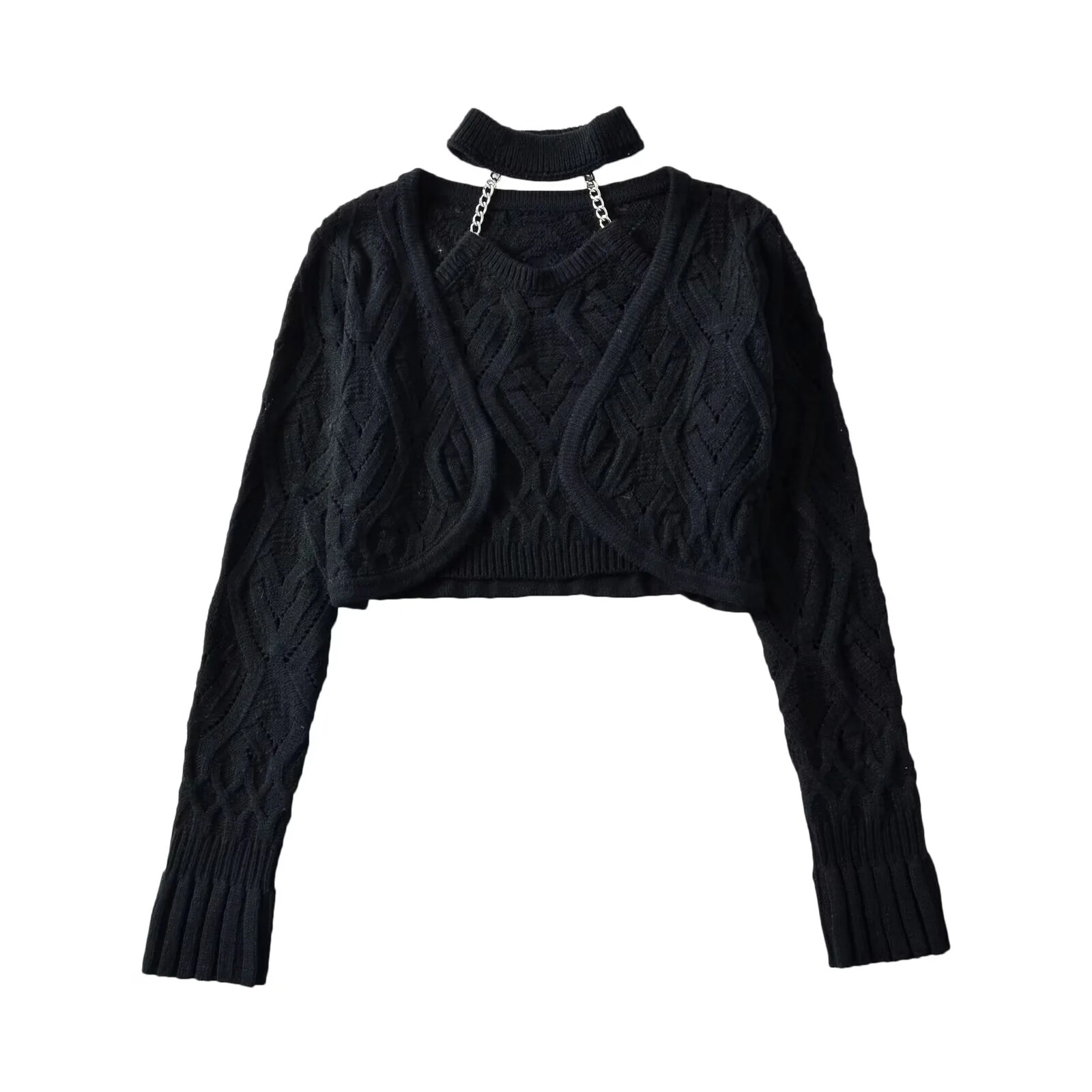 Women Black Halter Cropped Cam - Crop Cardigan Vintage recension och pris