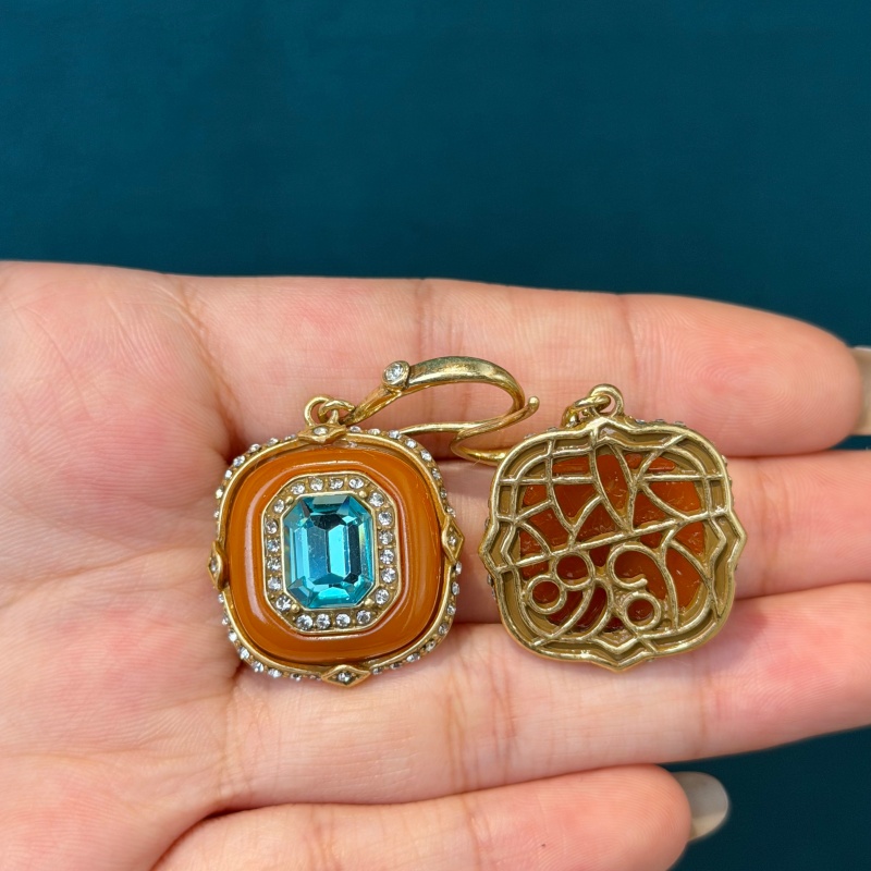 Vintage Blue Crystal Orange Gl - Vintage Fashion Jewelry Brands recension och pris
