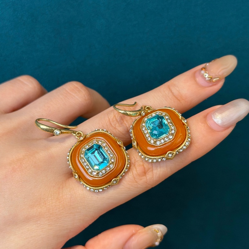 Vintage Blue Crystal Orange Gl - Vintage Fashion Jewelry Brands recension och pris