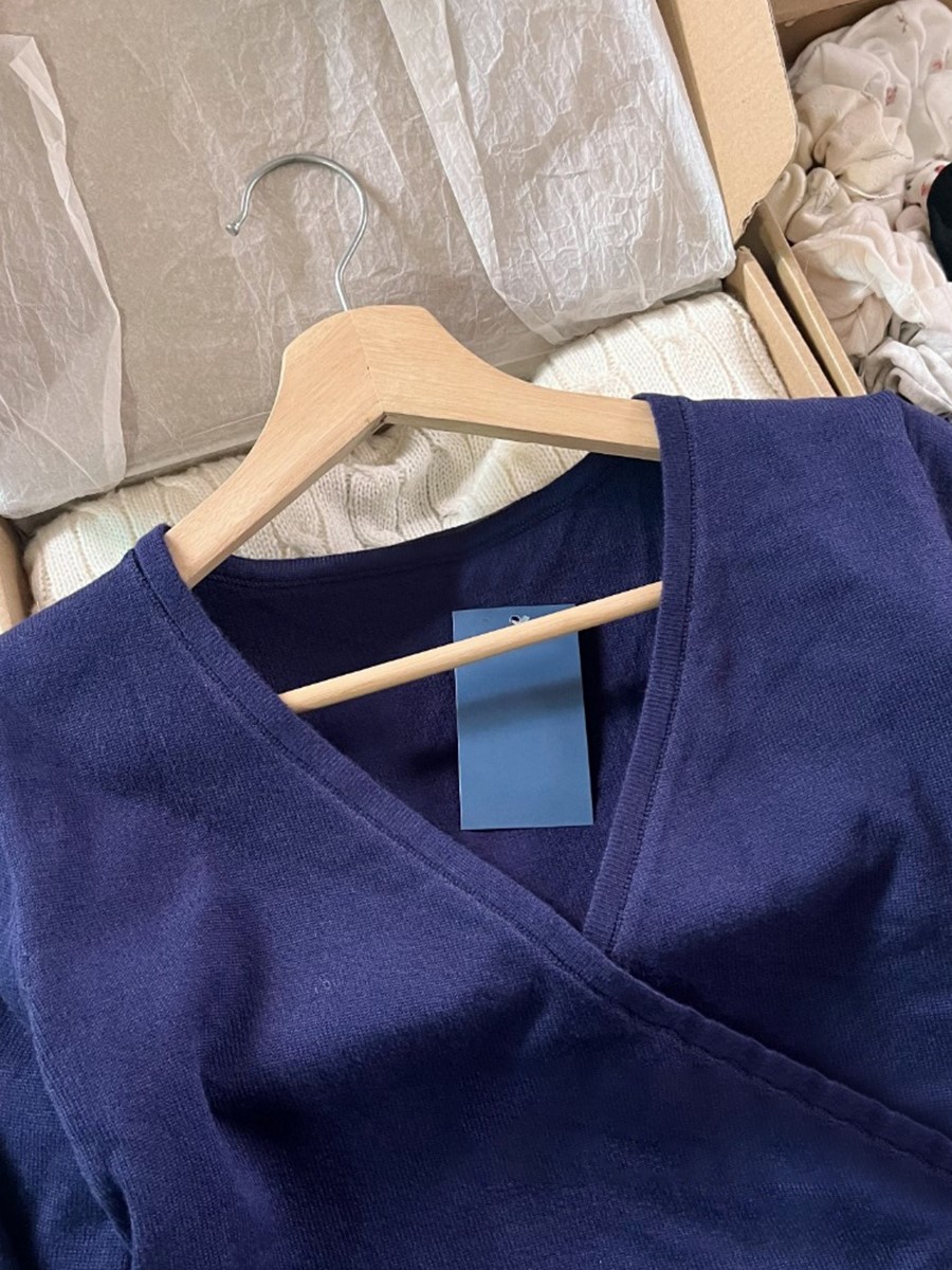 New Navy Lace-up Knitted Long  - Crop Cardigan Vintage recension och pris