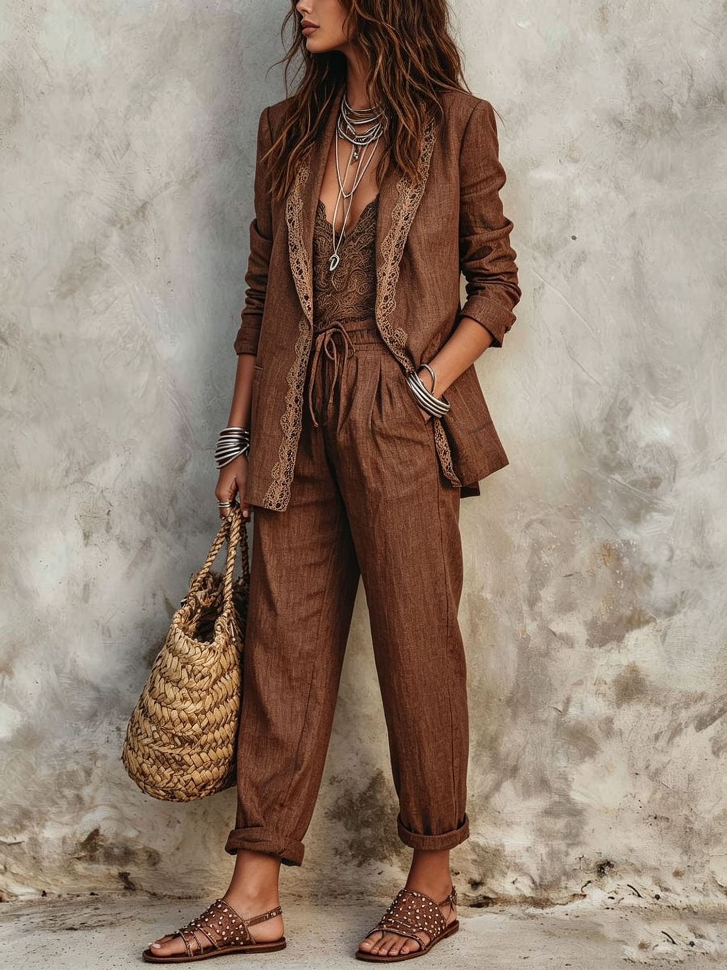 Casual Blazer Two Piece Set Wo - Vintage Women Fashion recension och pris