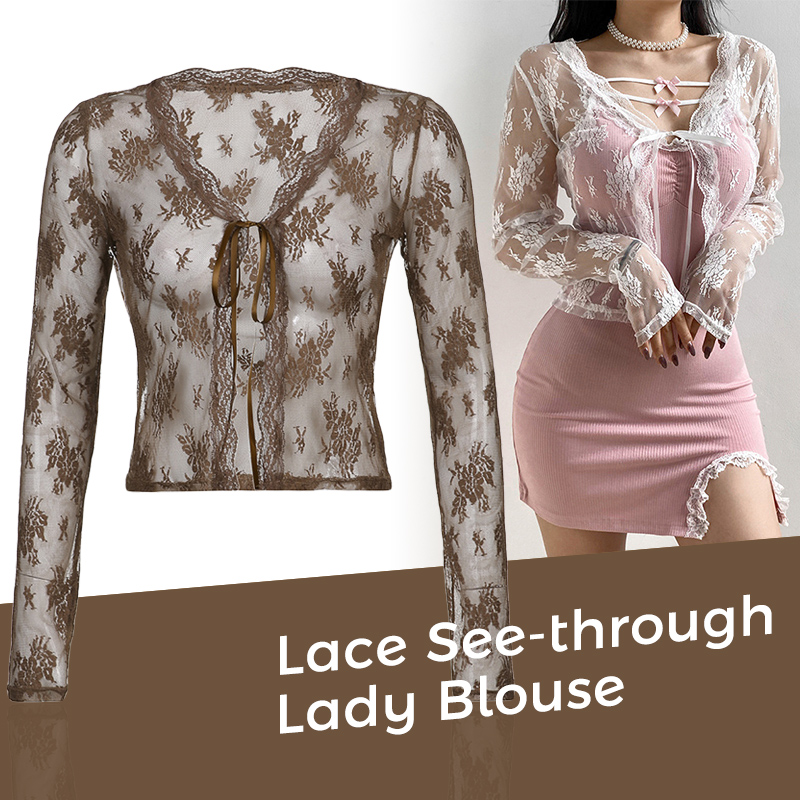 Women See Through Lace Mesh Sh - Crop Cardigan Vintage recension och pris